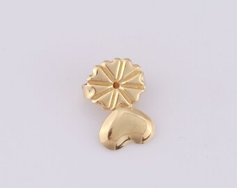 10 piezas de respaldos de pendientes de corazón de oro, respaldos de pendientes rellenos de oro de 18K para pernos prisioneros, respaldos de pendientes seguros hipoalergénicos accesorios de bricolaje