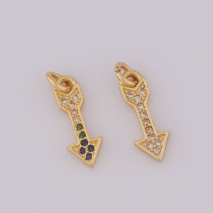 Gold CZ Arrow Pendant, 18K Gold Filled Arrow Charms,Arrow Charms DIY Jewelry Making Findings,16x5x1.6mm