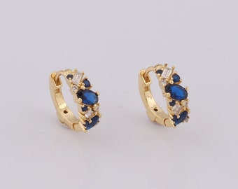Aros de oro con circonitas, rellenos de oro de 18 quilates, hipoalergénicos, regalo para ella, 16 x 10 x 5 mm