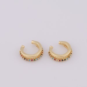 Boucles d'oreilles clip cartilage en or non perçant,Boucles d'oreilles manchettes en or 18 carats, Créoles Huggie hypoallergéniques,Cadeau pour elle,15x14x4,4 mm