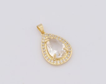 18Kゴールドフィルドティアドロップペンダント、アメジストチャーム