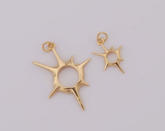 Sun Pendant, 18K Gold Filled Sun Charms,Sun Charms, DIY Jewelry Making Findings