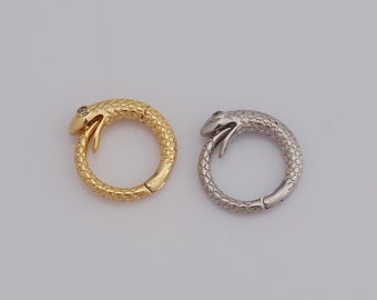 Gold Snake Clasp, 18K Gold Filled Round Clasp, Open End Clasp, DIY Jewelry Making Findings，15.5x14.2x3.8mm