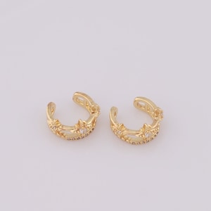 Gold Non Piercing Cartilage Clip Earrings,18K Gold Filled Star Cuff Earrings,Hypoallergenic Huggie Hoop,Gift for Her,14.3x13.7x7.2mm