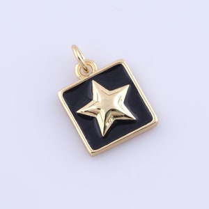 10 Pcs,Gold Square Pendant, 18K Gold Filled Star Charms, Enameled Charms, DIY Jewelry Making Findings,18x12.1x2.7mm