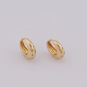 Zircon Gold Hoop Earrings, 18K Gold Filled Huggie Hoop Earrings,Hoop Earrings,Hypoallergenic Huggie Hoop,Gift for Her,12x12x5mm