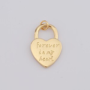 Colgante de corazón de oro, dijes de amor rellenos de oro de 18 quilates, dijes de letras, accesorios para hacer joyas de bricolaje, 30 x 18,5 x 2,6 mm