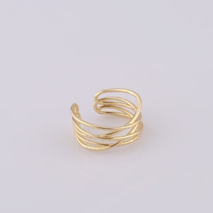 Anillo abierto de oro, anillo de línea relleno de oro de 18 quilates, anillo ancho, regalo para ella