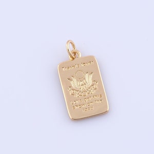 Colgante cuadrado dorado, dijes de tarjeta rellenos de oro de 18 quilates, accesorios para hacer joyas, 22 x 10,7 x 1,2 mm