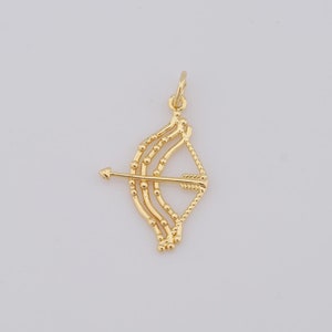 Gold Bow and Arrow Pendant, 18K Gold Filled Arrow Charms, DIY Jewelry Making Findings，31.6x8x1.8mm