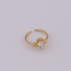 Zirconia Wing Ring, 18K Gold Filled Open End Ring, Women&#39;s Ring, Gift for Her