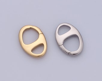 Chiusura ovale in argento a figura 8, chiusura a molla riempita in oro 18 carati, risultati per la creazione di gioielli fai da te, 16,5x11x2 mm