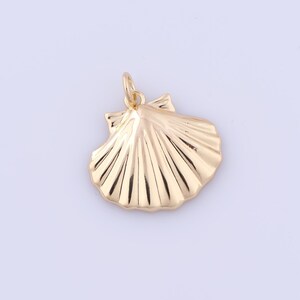 10 stuks: gouden schelphanger, 18 kt gold filled oceaanbedels, strandbedels, bevindingen DIY-sieraden maken: 19,5 x 18,5 x 1,8 mm