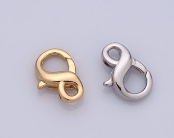 Silver Figure 8 Spring Clasp, 18K Gold Filled Lobster Clasp, DIY Jewelry Making Findings,14.5x10.5x4mm