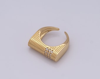 Anillos de cúpula de oro, anillos llamativos rellenos de oro de 18 quilates, anillos de oro grueso, anillo minimalista, regalo para ella