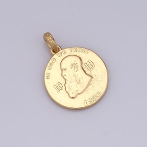 Alloy Character Head Pendant, 18K Gold Filled Disc Charms, DIY Jewelry Making Findings24.3x17.5x1.5mm image 1