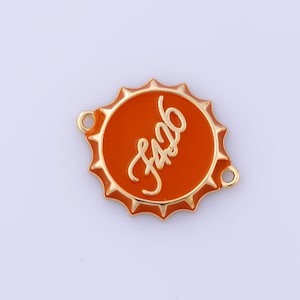 Conector de tampa de garrafa de esmalte, conector de letra preenchido com ouro 18K, descobertas de fabricação de joias faça você mesmo, 22,3 x 18,8 x 2,5 mm