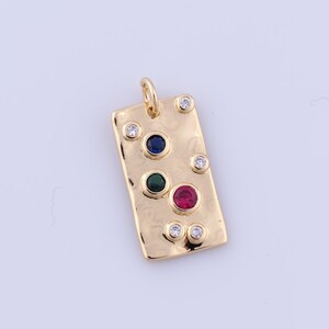 Micropave Zirconia Square Pendant, 18K Gold Filled Square Charms, DIY Jewelry Making Findings,22.7x10.6x2.2mm