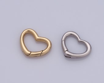 Zilveren hartsluiting, 18K goudgevulde sluiting, DIY sieraden maken bevindingen, 15,5x13x3mm