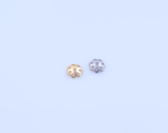 50 Pcs Gold Flower Bead Caps, 18K Gold Filled Flower Bead Caps,Flower Bead Caps，DIY Jewelry Making Findings,6x1.6mm