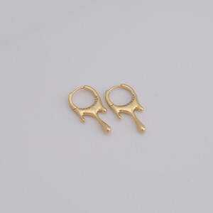 Gold Water Drop Hoop Earrings, 18K Gold Filled Huggie Hoop Earrings,Hoop Earrings,Hypoallergenic Huggie Hoop,Gift for Her,28x14x3mm