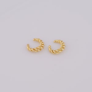 Gouden niet-piercing kraakbeen clip oorbellen, 18K goud gevulde twist manchet oorbellen, hypoallergene Huggie hoepel, cadeau voor haar, 15x14x5mm