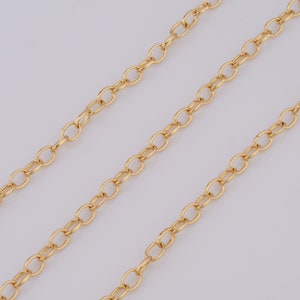 Gold Rolo Chain, 18K Gold Filled Semi Finished Chain, Specialty Chains, DIY Jewelry Making Supplies,4.7x1.1mm