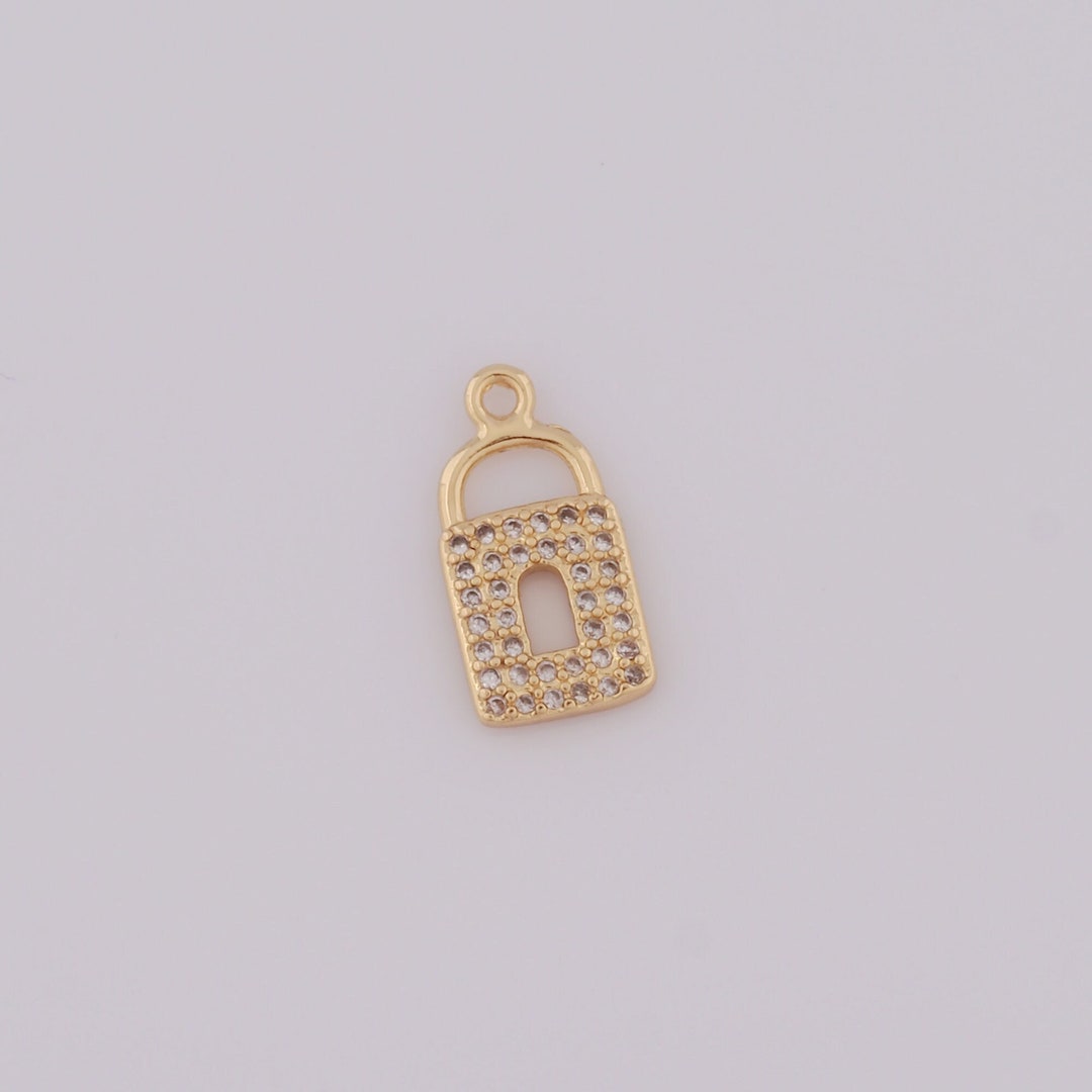Gold Lock Pendant,18k Gold Filled CZ Lock Charms,lock Charms DIY ...