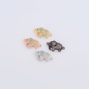 Micropave Zirkonia Elefant-Verbinder, 18K Gold gefüllter Tier-Verbinder, DIY Schmuckherstellung, 23.3x12.8x4mm