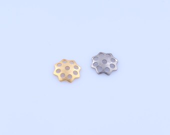 30 Pcs Gold Flower Bead Caps, 18K Gold Filled Flower Bead Caps,Flower Bead Caps，DIY Jewelry Making Findings,10.6x1.4mm