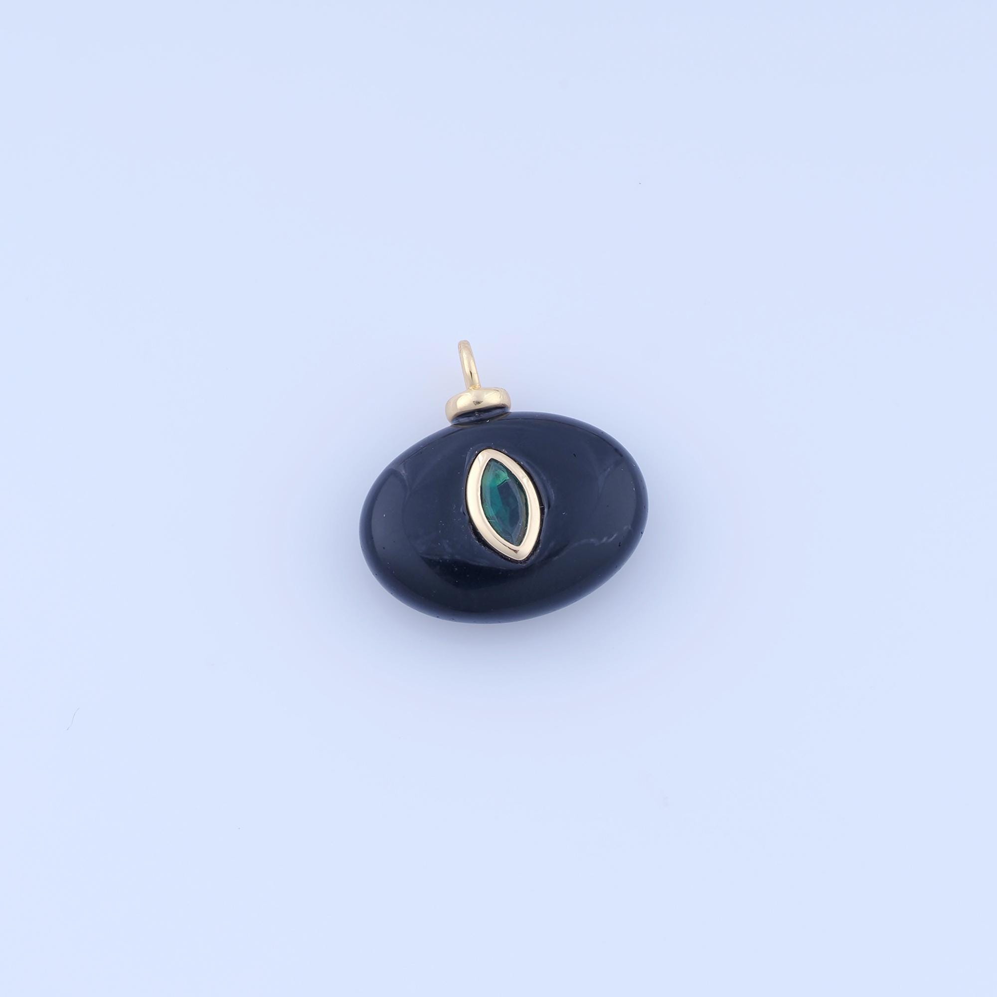 Micropave Zirconia Natural Stone Pendant, 18K Gold Filled Evil Eye Charms,Devil Eye Charms, DIY Jewelry Making Findings，18x18x6mm