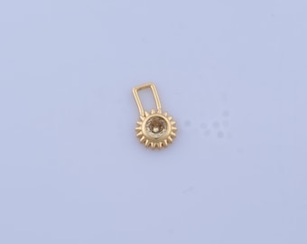 Micropave CZ Sun Pendant, 18K Gold Filled Celestial Charms,Sunburst Charms, DIY Jewelry Making Findings, 12.8x7.8x2.5mm