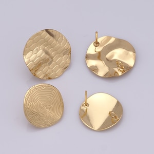 Gold Round Stud Earrings, 18K Gold Filled Minimalist Stud Earrings, Fashion Earrings, Gift for Her，&quot;20x0.5mm 17.2x0.5mm&quot;