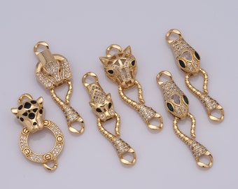 Micropave Zirconia Gold Animal Connector,18k Gold Filled Snake Connector,Personality connector,DIY Jewelry Making Findings