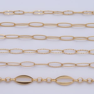 Goldene Büroklammer Ketten, 18K Gold Filled Oval Twisted Ketten für Halskette Armband DIY Schmuck machen Zubehör