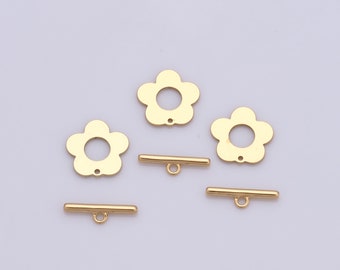 Flower OT Clasp, 18K Gold Filled Necklace Bracelet Attachment Clasp, DIY Jewelry Making Findings