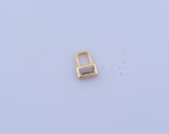 Micropave CZ Square Pendant, 18K Gold Filled Square Charms,Square Charms, DIY Jewelry Making Findings, 9.2x6.8x2mm