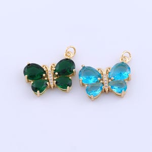 Gold Butterfly Pendant, 18K Gold Filled Insect Charms, Micropavé CZ Flying Charms, DIY Jewelry Making Findings，28.5x22x5.5mm