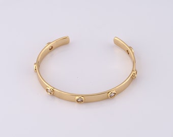 Micro Pave Zirconia Open End Bangles, 18K Gold Filled Fashion Bangles, Cadeau voor haar