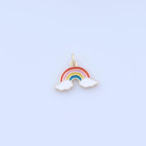 Enamel Rainbow Pendant, 18K Gold Filled Cloud Charms,Rainbow Charms, DIY Jewelry Making Findings，15x16.5x2mm
