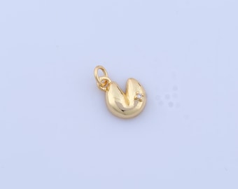 5 pcs Micropave CZ Fortune Cookie Pendant, 18K Gold Filled Cookie Charms,Fortune Cookie Charms, DIY Jewelry Making Findings, 15x10.2x4mm