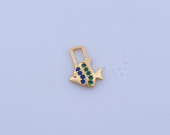Micropave CZ Fish Pendant, 18K Gold Filled Marine Life Charms,Fish Charms, DIY Jewelry Making Findings, 15x11.3x2.3mm