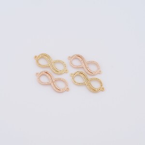Conector de 8 letras de circonita micropavé, conector de figura relleno de oro de 18 quilates, accesorios para hacer joyas, 30,5 x 12 x 2 mm