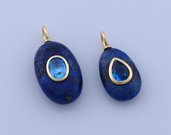 Gold Natural Stone Pendant, 18K Gold Filled Energy Stone Charms,Stone Charms, DIY Jewelry Making Findings