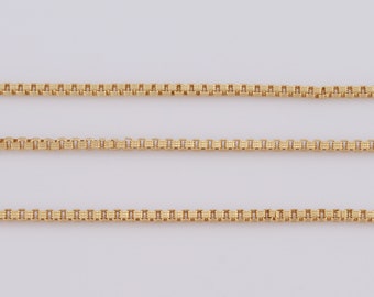 Gold Box Chain, 18K Gold Filled Semi Finished Chain, Specialty Chains, DIY Jewelry Making Supplies,1x3mm