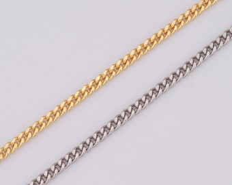 Catena barbazzale in oro, Catena semilavorata riempita in oro 18K, Catene speciali, Forniture per la creazione di gioielli fai da te,4x2mm