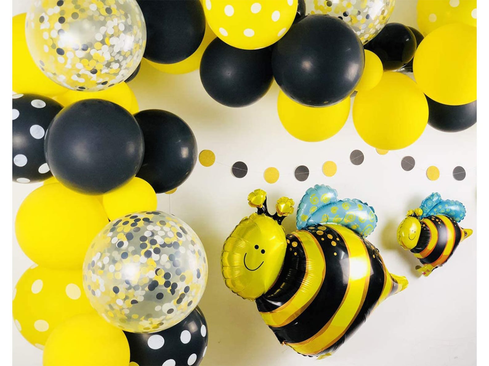 Bumblebee Balloons Garland Kit 59 Pcs Yellow Black Polka Dot Etsy