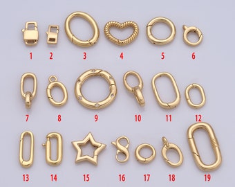 Fermoir avec cadenas, fermoir à retour, fermoir coeur, fermoir pentagramme, fermoir en forme de 8, fermoir à ressort en or 18 carats, accessoires de fabrication de bijoux DIY