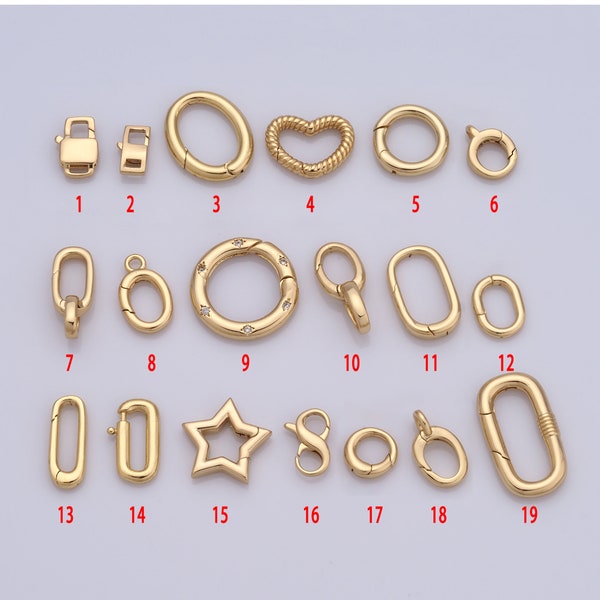 Locking Clasp, Return Clasp, Heart Clasp, Pentagram Clasp, Figure 8 Clasp, 18K Gold Filled Spring Clasp, DIY Jewelry Making Findings