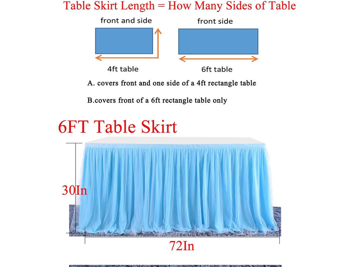 Baby Blue Table Skirt Tulle Table Skirting for Round or | Etsy